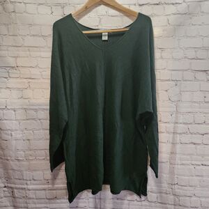 Poppy & Whimsy Sweater Womens 2XL Green Knit Lightweight Soft Lagenlook